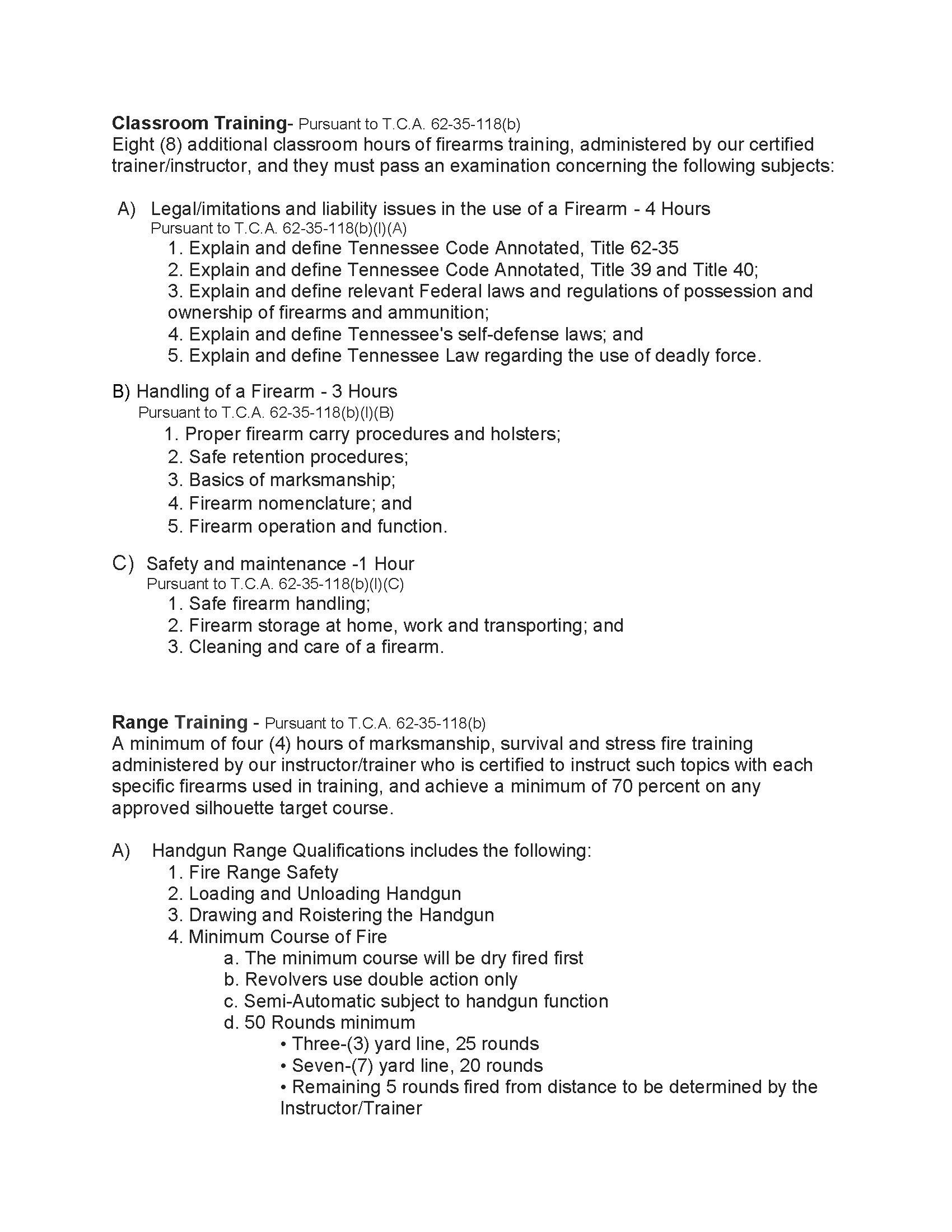 Firearms Training Curriculum Page 1
